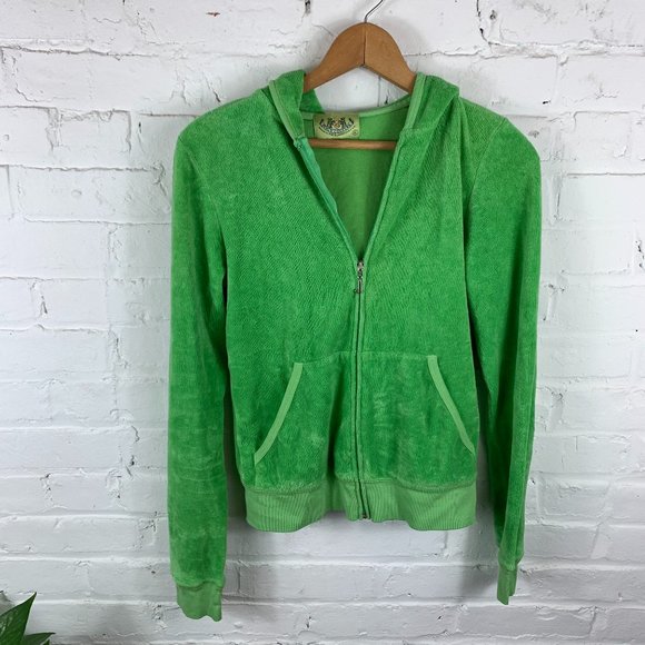 Juicy Couture Tops - Juicy Couture Green Hooded Fitted Zip Jacket SZ L